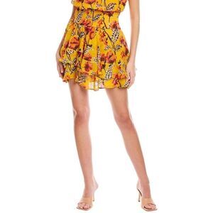 NWT A.L.C. Vera Silk Skirt Floral Yellow Tiered 10